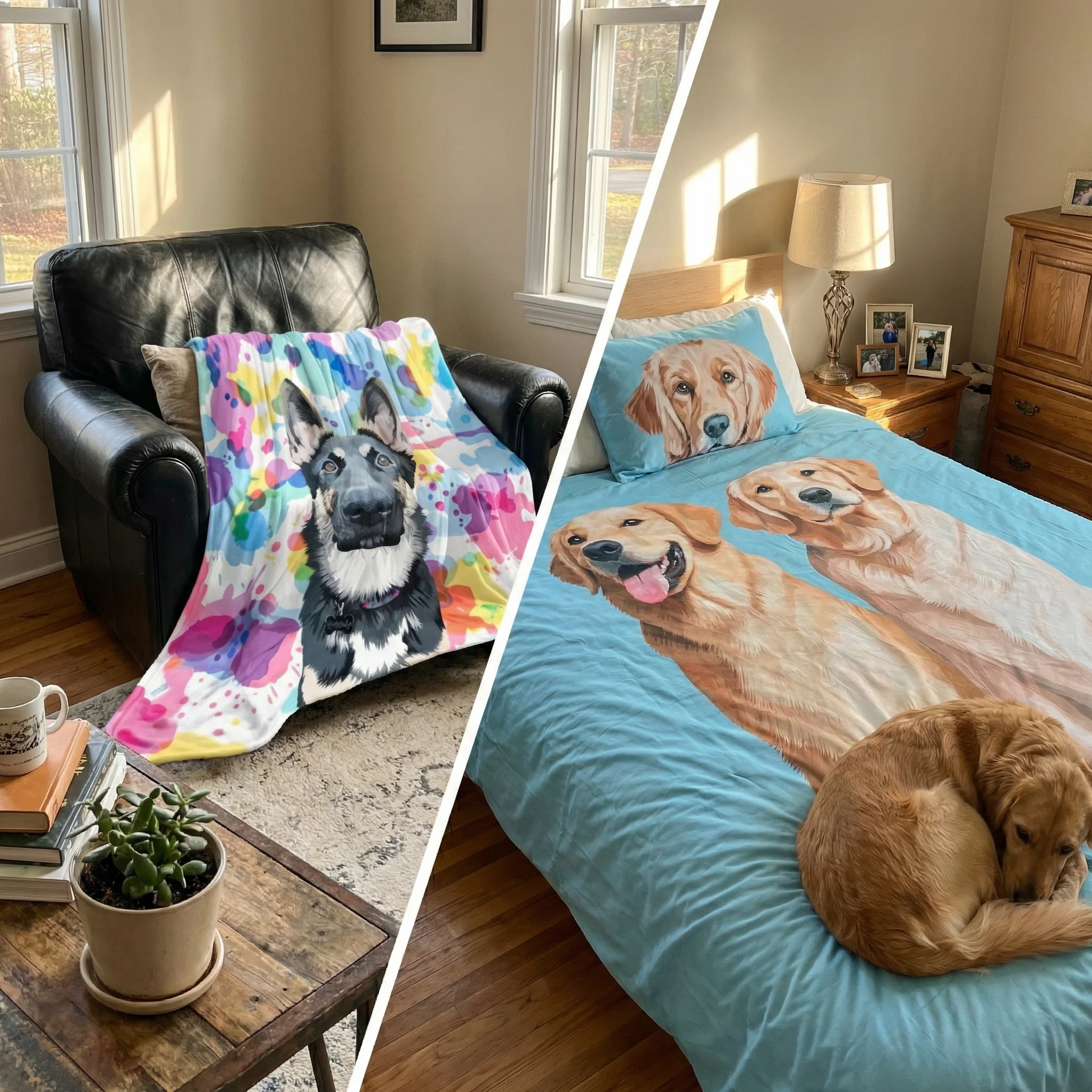 Personalized Pet Photo Blanket - Create Your Own Custom Fleece Design with Live Preview & Editor